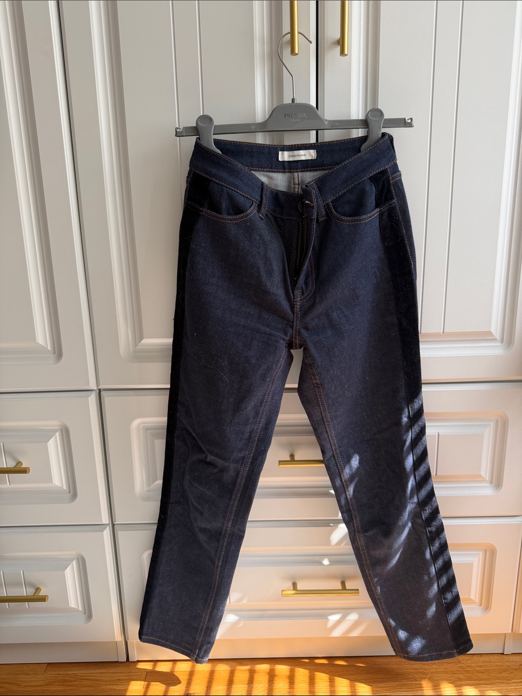 Zimmermann Navy Blue Denim Jeans With Contrast Orange Stitching